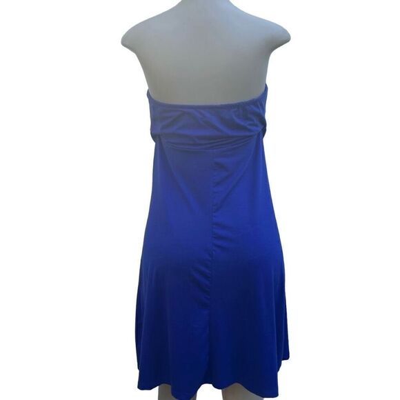 Pacific Beach Swim Cover-Up Mini Dress Women's XL Blue Strapless Rayon Blend - Picture 3 of 7